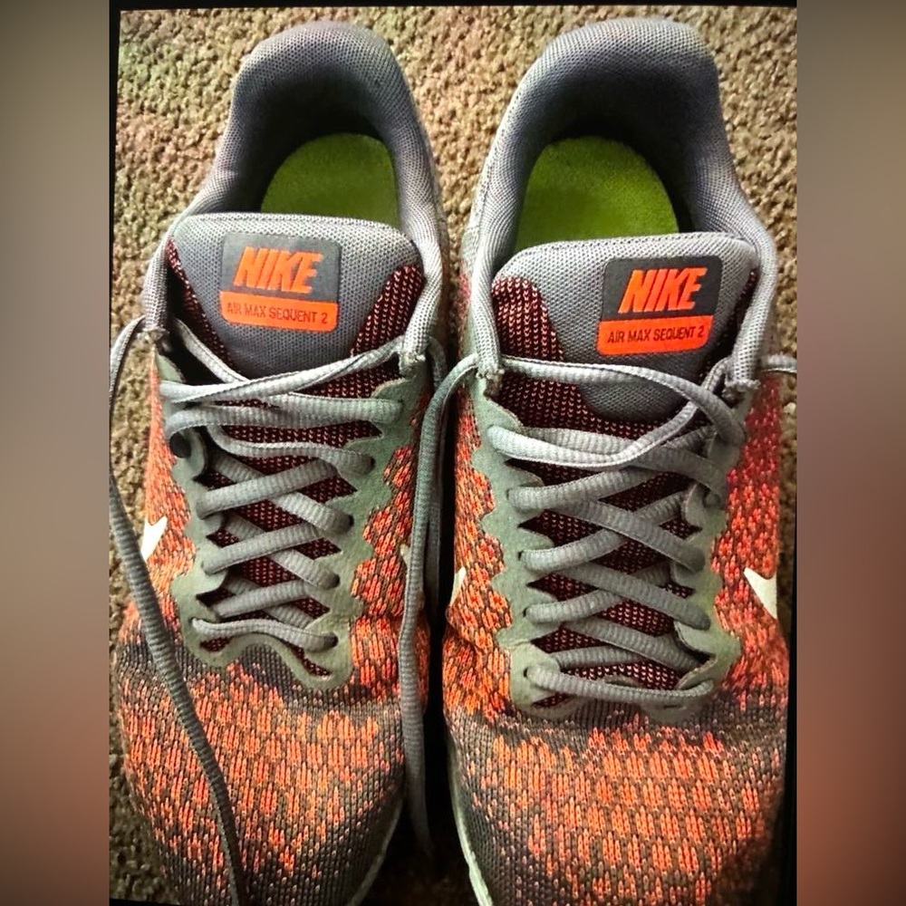 NIKE Air Max Sequent 2 - Men’s Grey Orange Sneaker Running Shoes ( 10.5 ) 👟